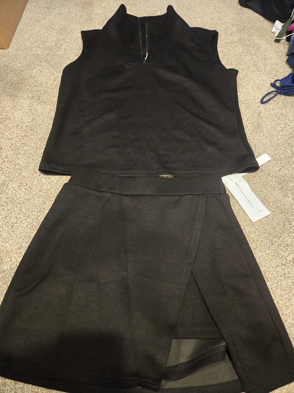 Black Two-Piece Skort Set - Sleeveless Top & Wrap Skort